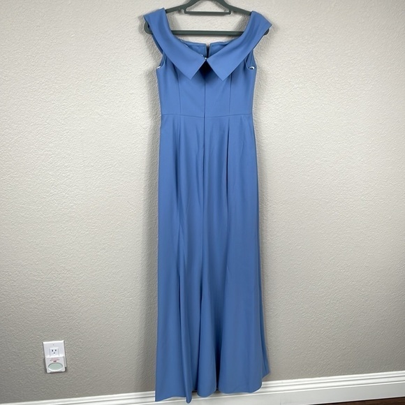 NWT Dessy Collection Off The Shoulder Trumpet Gown Bridesmaid Dress Larkspur 0 - Picture 5 of 11